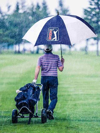 PGA Tour Windproof Double Canopy 62" dáždnik, bielo/modrá