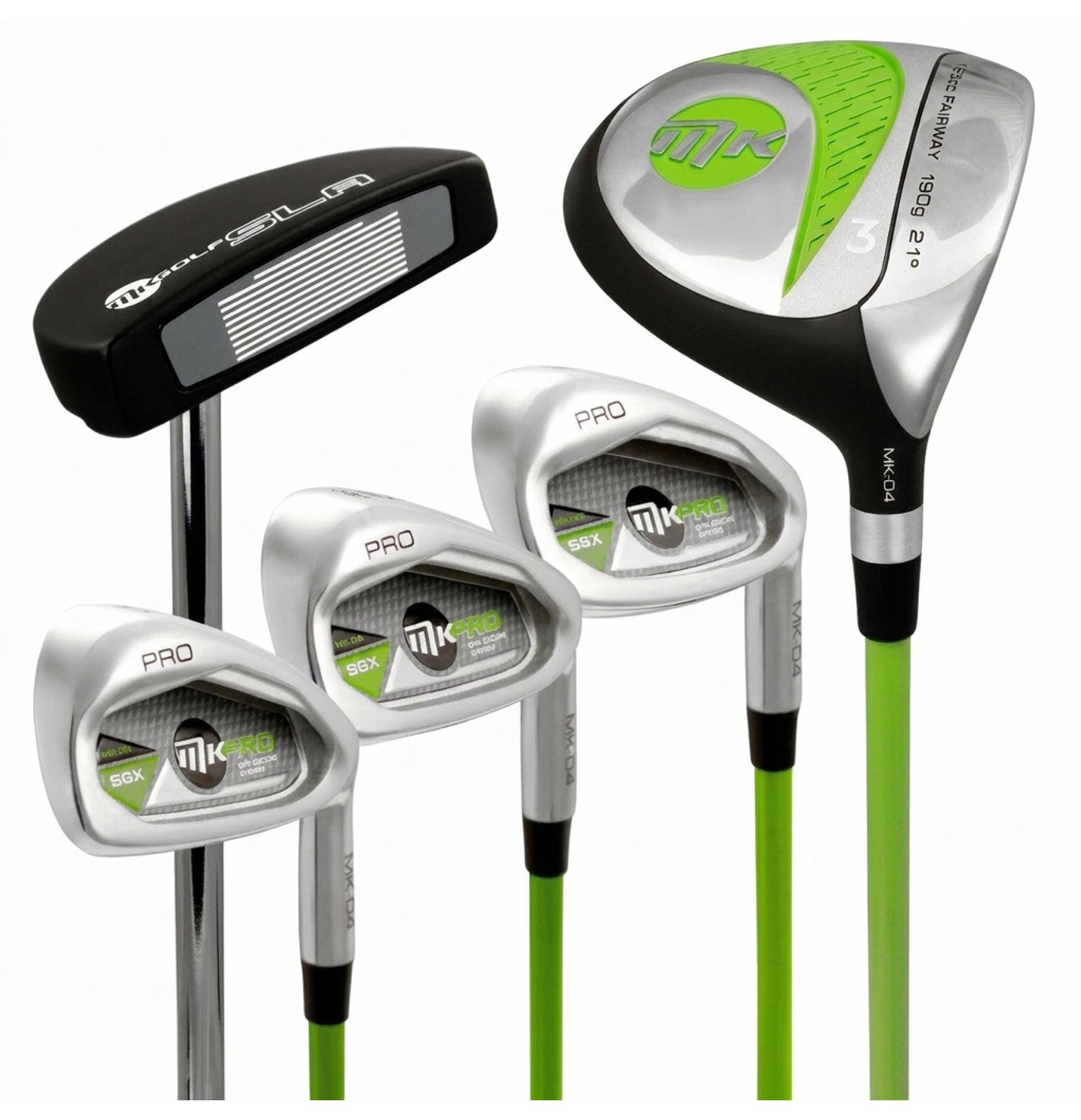 MKids Pro Junior Golf Half Set 57" (145cm/9-11Y) juniorský golfový set, grafit, + stand bag, zelený