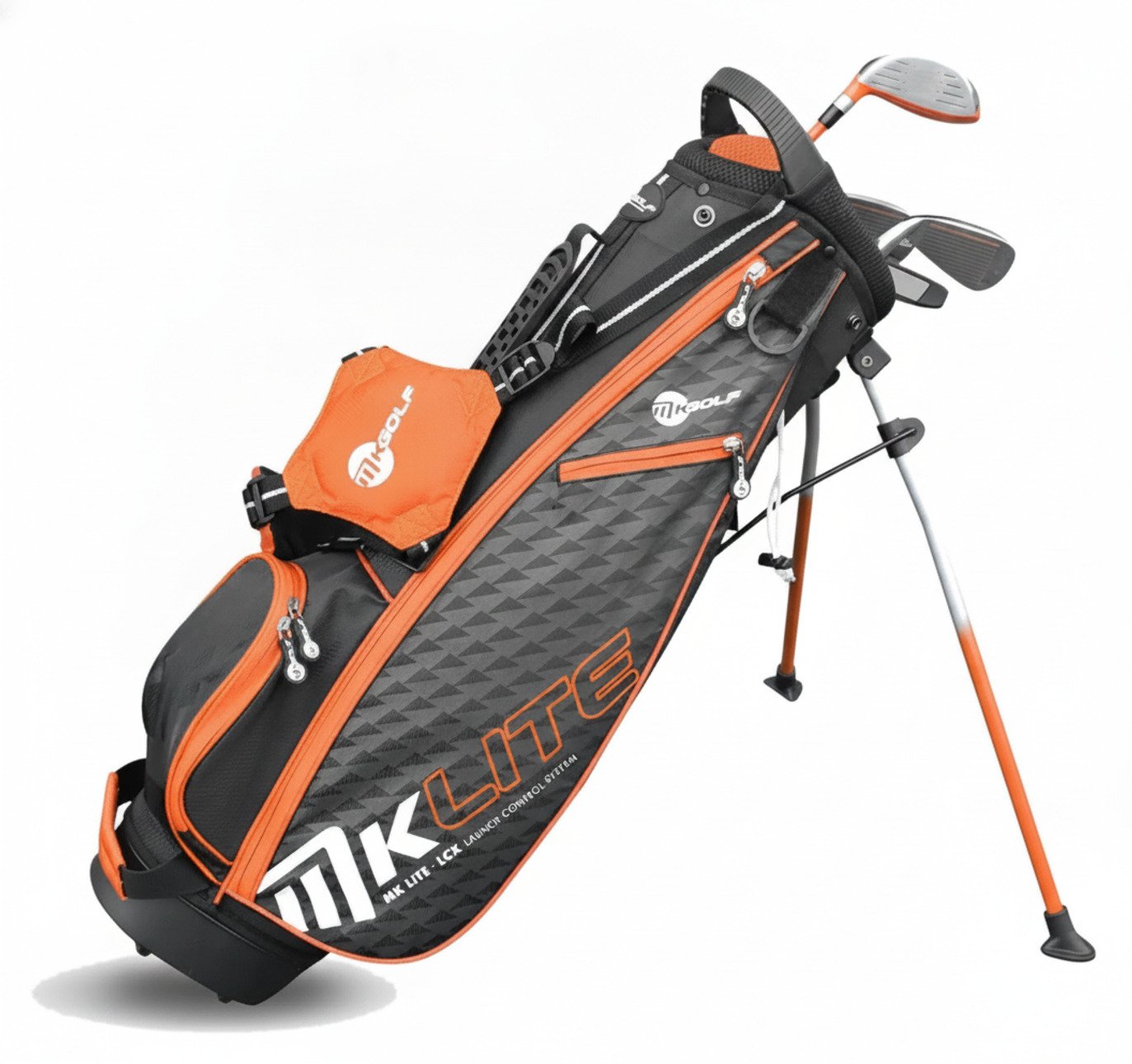 MKids Lite Junior 49" (125cm/6-8Y) juniorský golfový set so stand bagom, oranžový