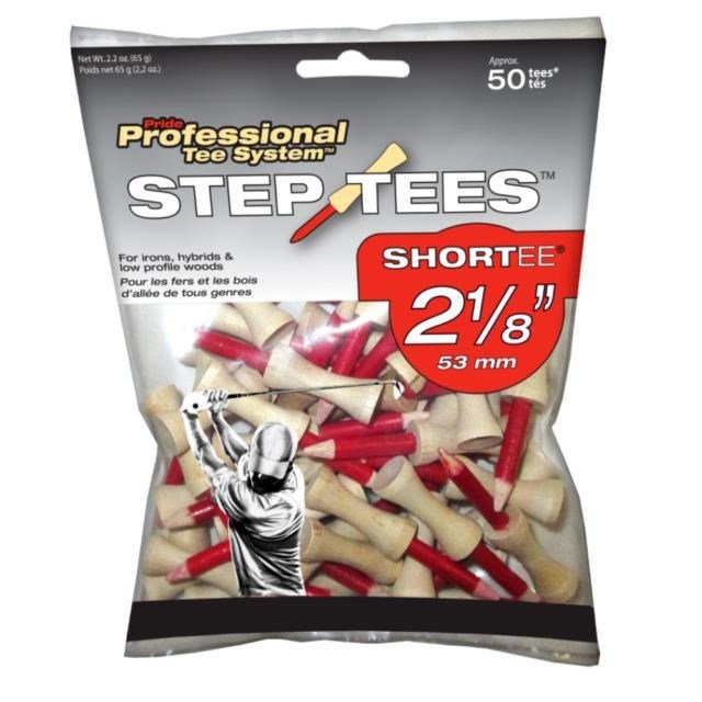Pride Professional Tee System Step Tees červené drevené týčka 53mm (2 1/8"), 50ks