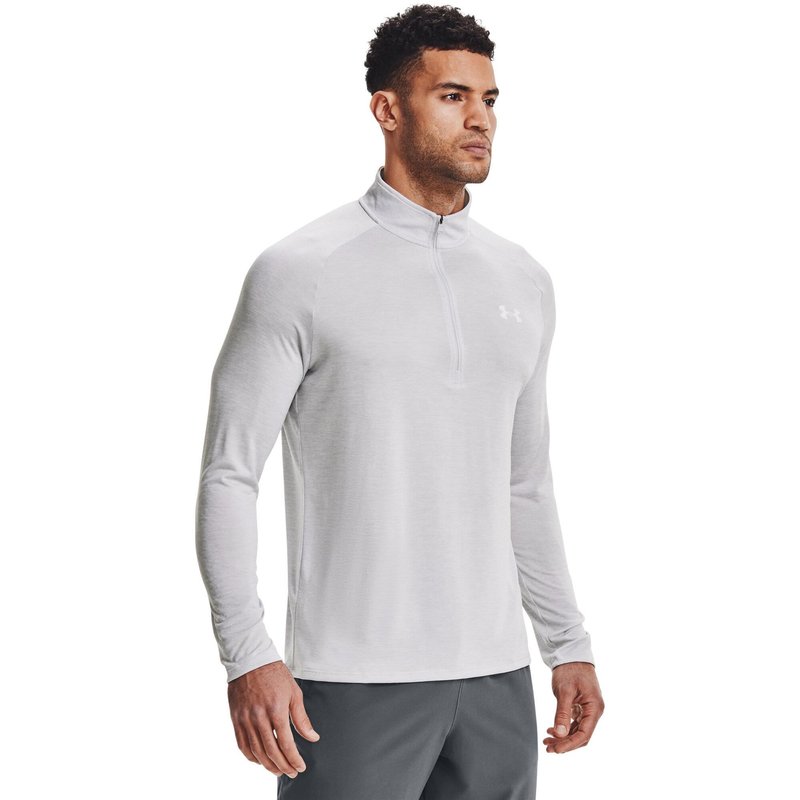 Under Armour Tech 2.0 1/2 Zip pánske tričko s dlhým rukávom, svetlo sivé