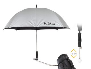 JuStar teleskopický golfový dáždnik, strieborná (UV ochrana 99%)
