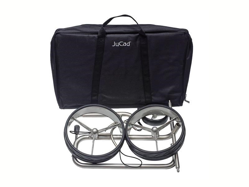 JuCad Junior Drive Stainless Steel elektrický vozík + prenosná taška JTT, strieborný