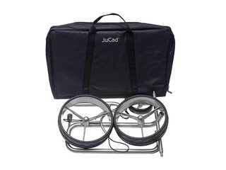 JuCad Junior Drive Stainless Steel elektrický vozík + prenosná taška JTT, strieborný