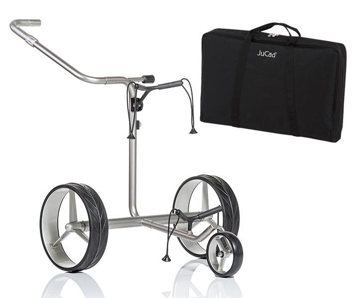 JuCad Junior Drive Stainless Steel elektrický vozík + prenosná taška JTT, strieborný