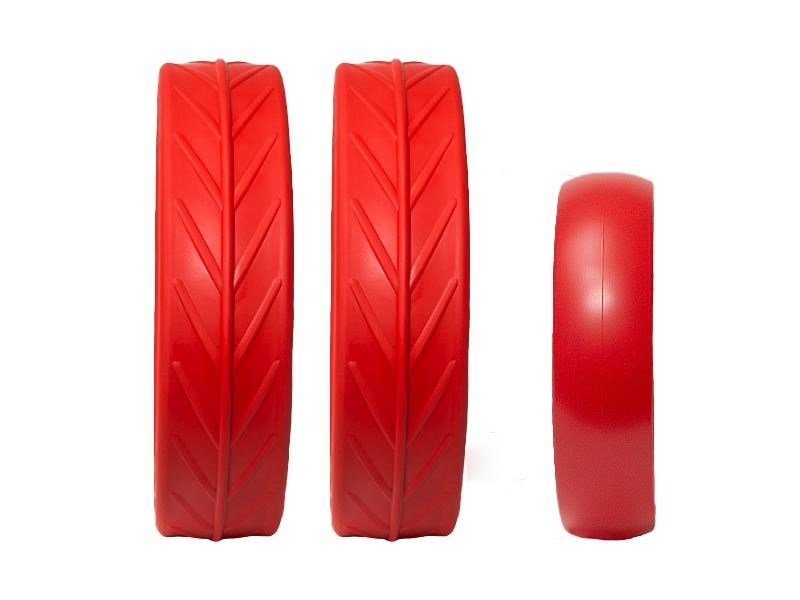 JuCad tires - 2 zadné kolesá, 1 predné koleso, červený