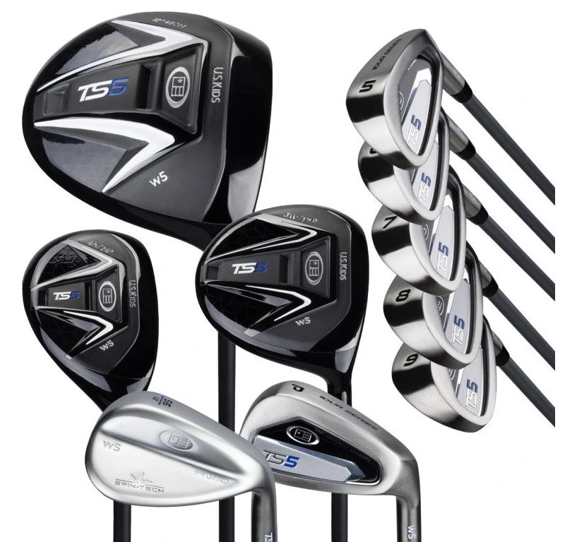 U.S. Kids Golf TS5-66 (167+cm) juniorský golfový set, grafit + stand bag, čierna/biela