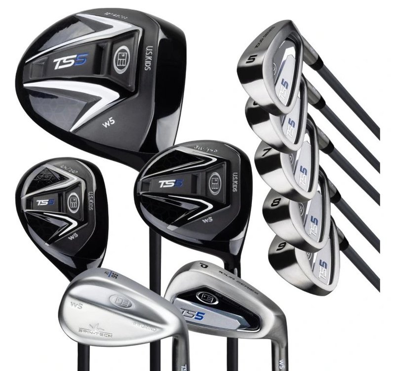 U.S. Kids Golf TS5-66 (167+cm) juniorský golfový set, grafit + stand bag, čierna/biela