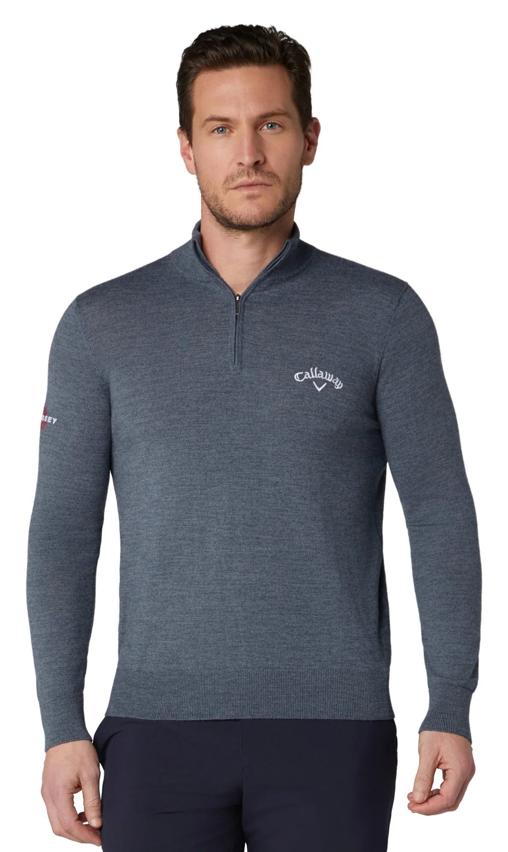 Callaway 1/4 Blended Merino pánsky sveter, steel heather