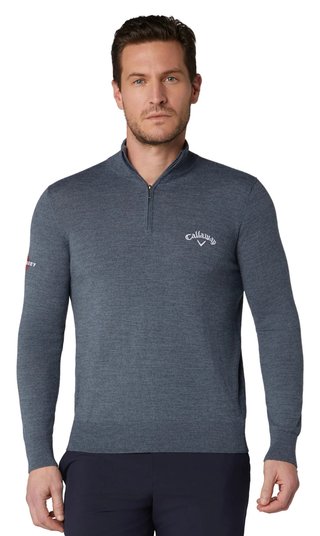 Callaway 1/4 Blended Merino pánsky sveter, steel heather