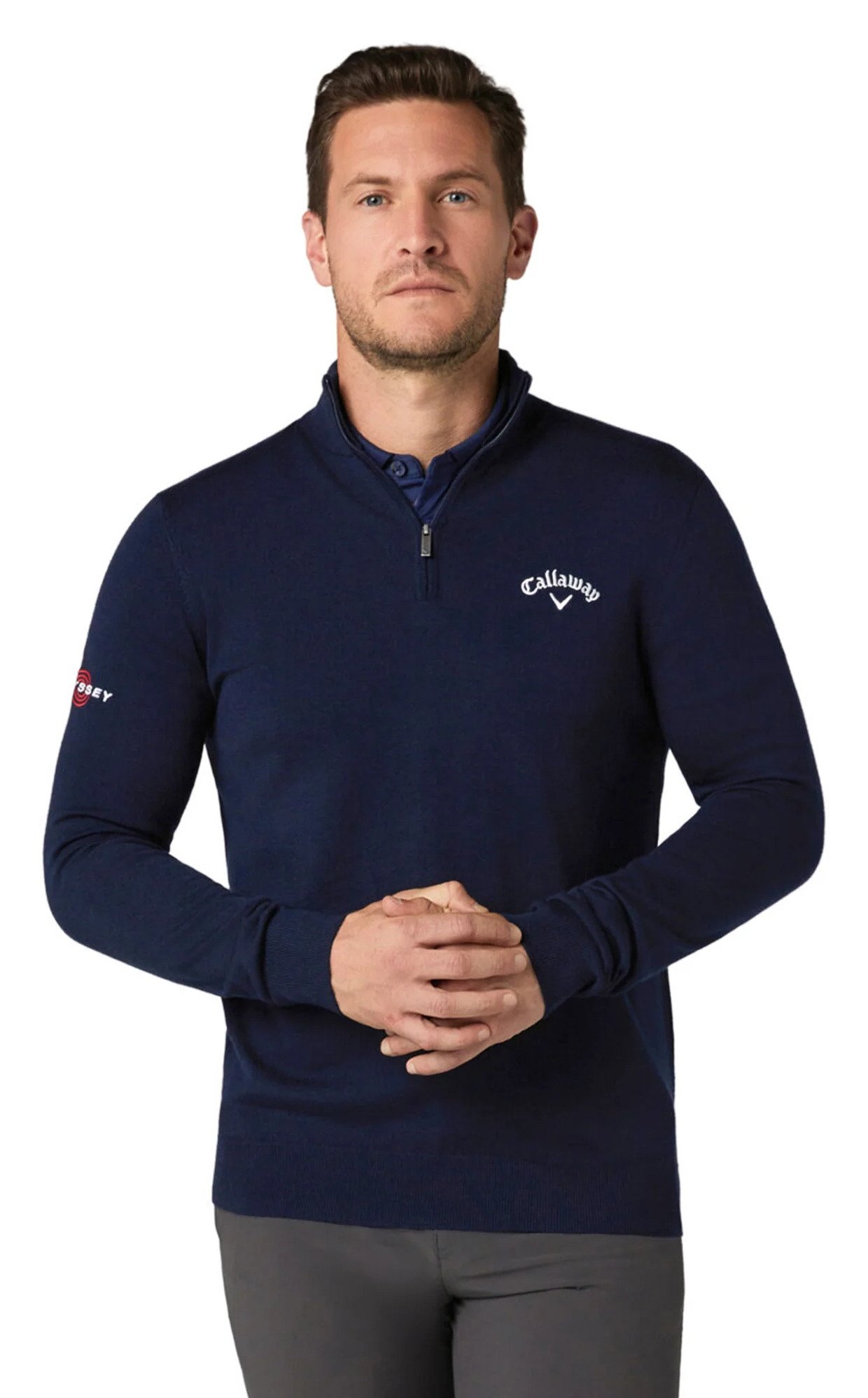 Callaway 1/4 Blended Merino pánsky sveter, navy blue