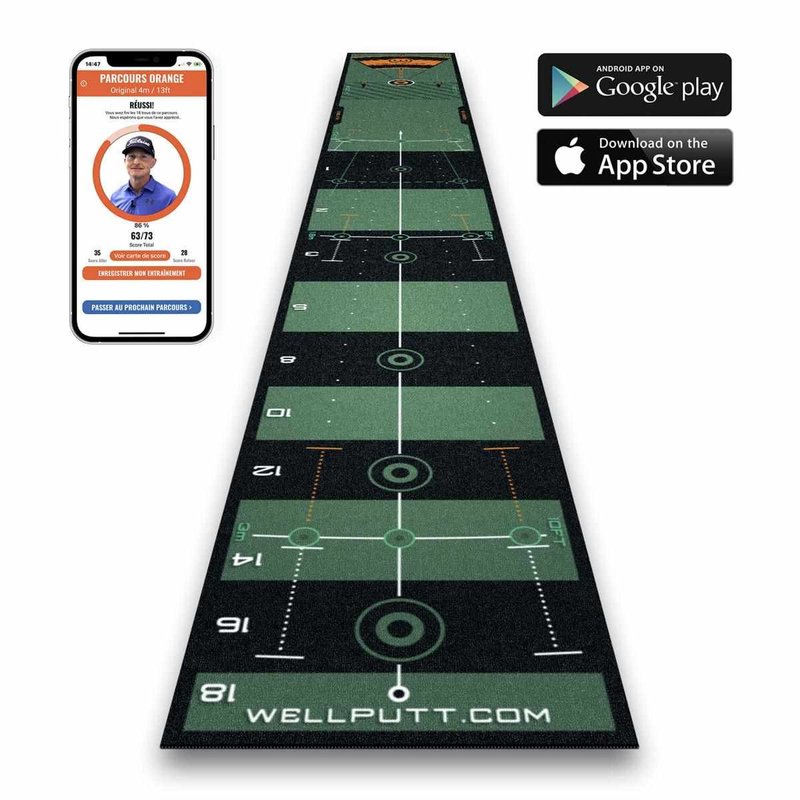 Wellputt Putting Mat - CLASSIC 13FT (4m), speed 10-11,5ft, zelená