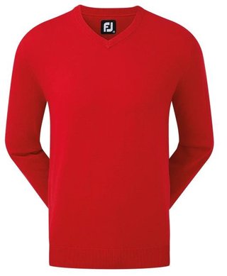 FootJoy Wool Blend V-Neck pánsky sveter, červený