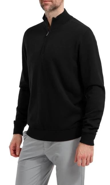 FootJoy Wool Blend 1/2 Zip Lined pánska mikina, čierna