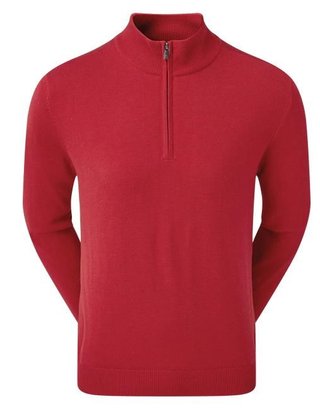 FootJoy Wool Blend 1/2 Zip Lined pánsky pullover, červený