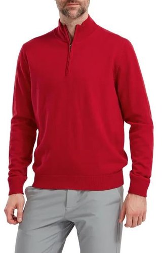 FootJoy Wool Blend 1/2 Zip Lined pánsky pullover, červený