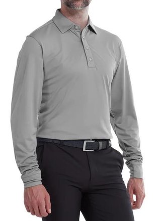 FootJoy Long Sleeve Thermocool Self Athletic Fit pánske polo, sivé