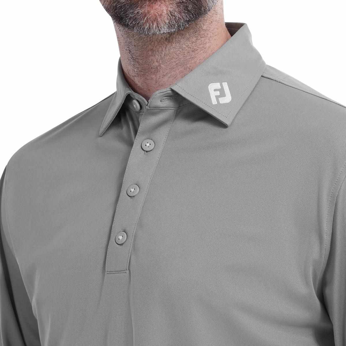 FootJoy Long Sleeve Thermocool Self Athletic Fit pánske polo, sivé