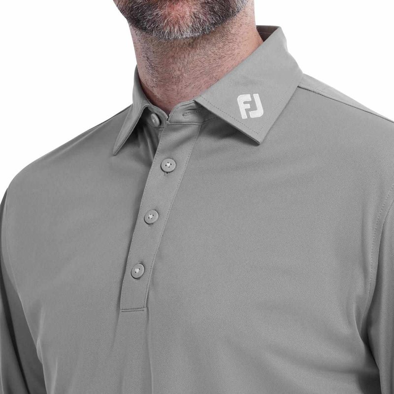FootJoy Long Sleeve Thermocool Self Athletic Fit pánske polo, sivé