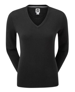 FootJoy Wool Blend V-Neck dámsky pulóver, čierny