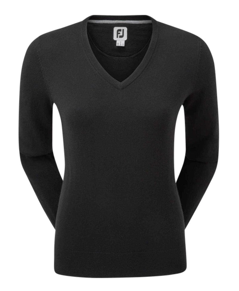 FootJoy Wool Blend V-Neck dámsky pulóver, čierny