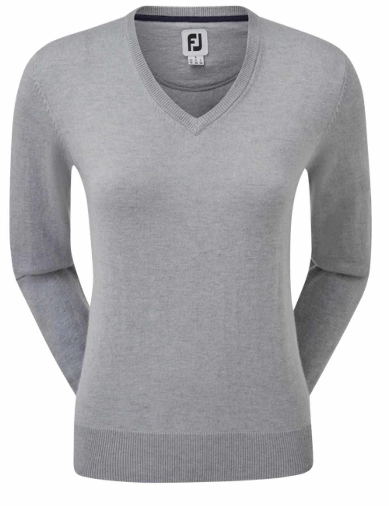 FootJoy Wool Blend V-Neck dámsky pulóver, sivý