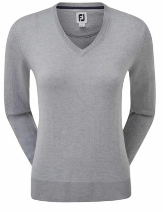FootJoy Wool Blend V-Neck dámsky pulóver, sivý