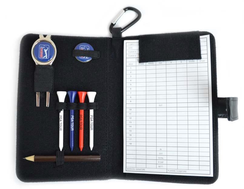 PGA Tour Real Leather Score Card and Accessory Wallet, čierna
