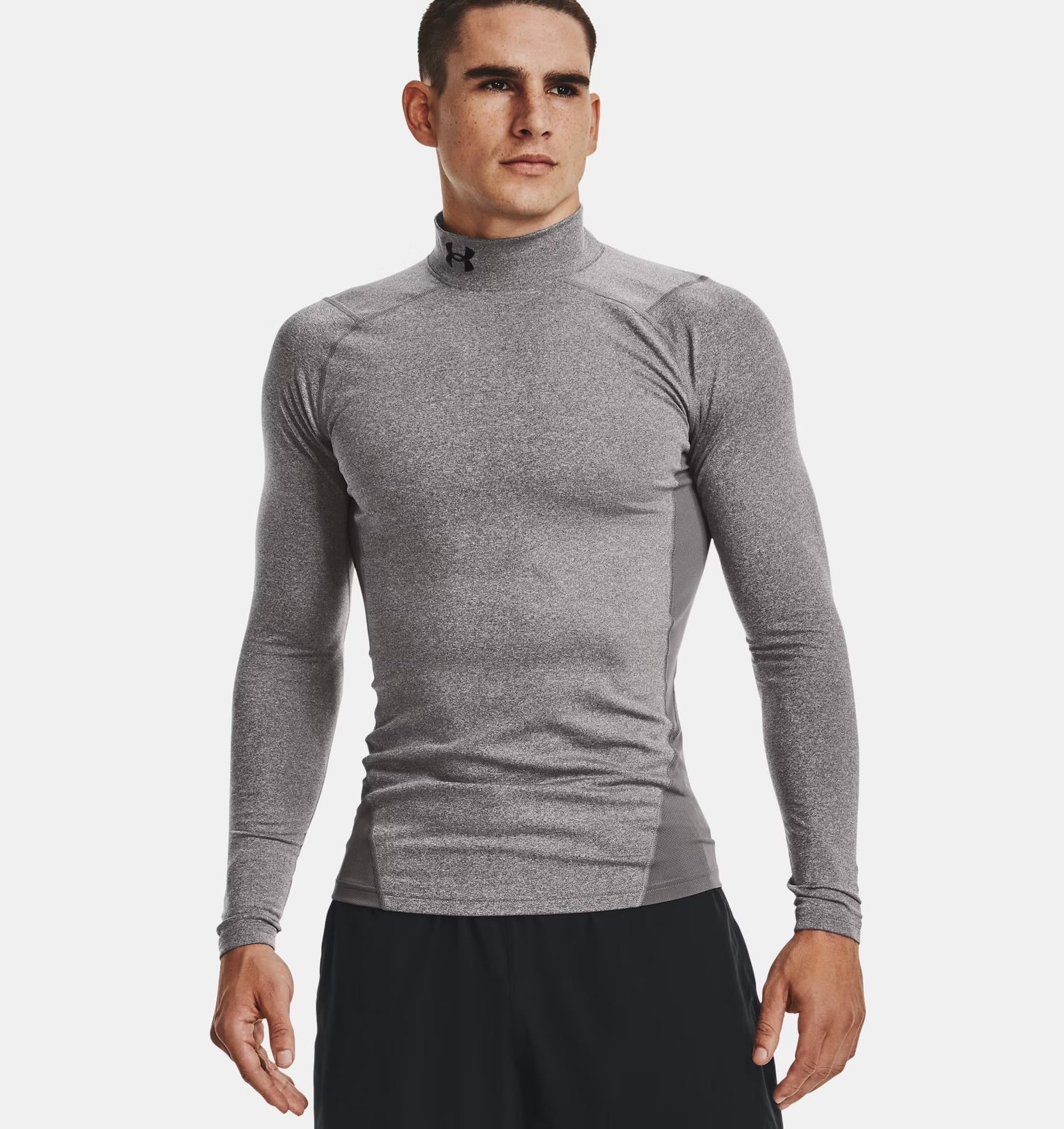 Under Armour ColdGear® Compression Mock pánský vrchný diel, charcoal light heather/black