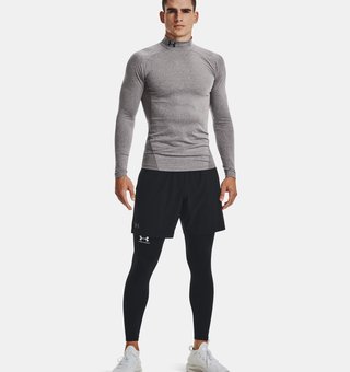 Under Armour ColdGear® Compression Mock pánský vrchný diel, charcoal light heather/black