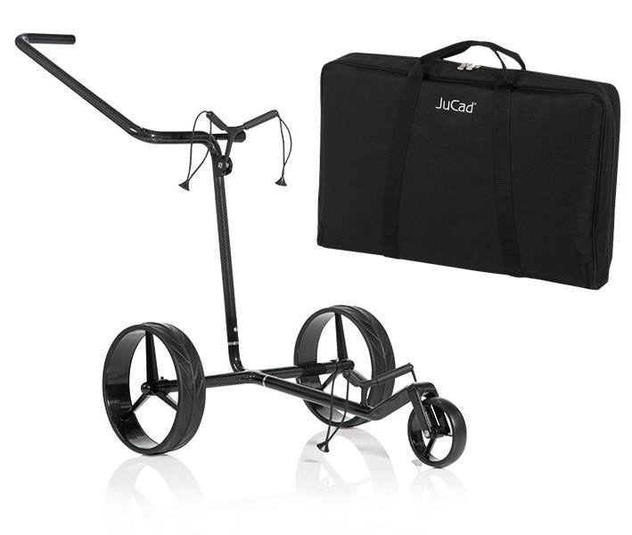 JuCad Carbon Shine 3-kolesový manuálny vozík, lesklý čierny + prepravná taška JTT