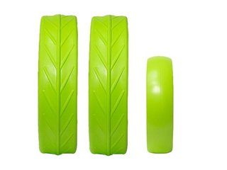 JuCad tires - 2 zadné kolesá, 1 predné koleso, zelené