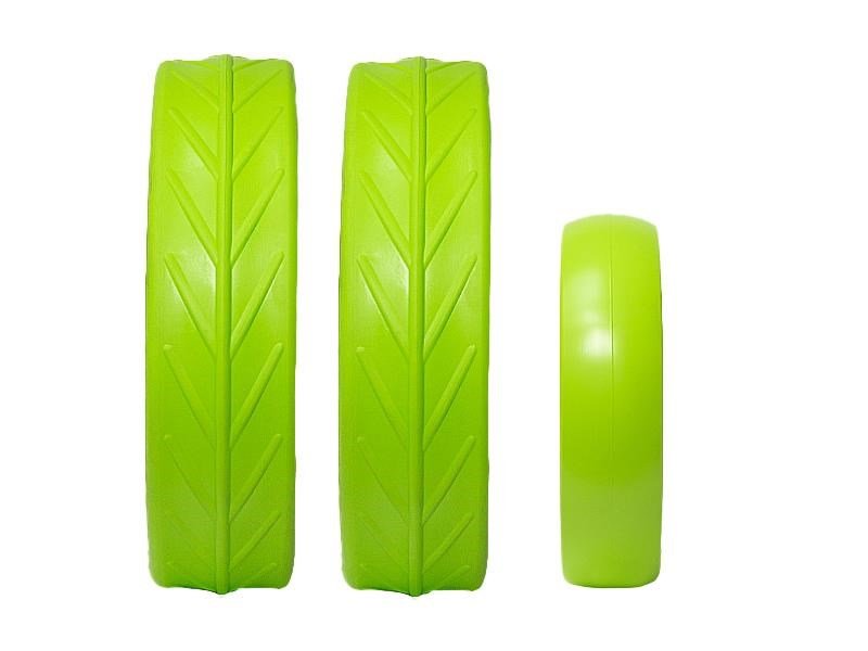 JuCad tires - 2 zadné kolesá, 1 predné koleso, zelené