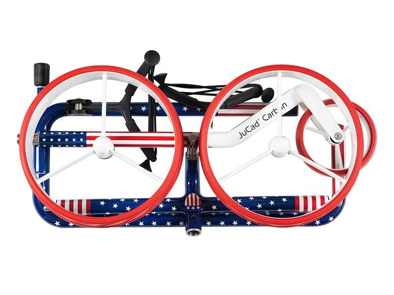 JuCad Carbon USA manuálny vozík + prenosná taška JTT, modro/červená