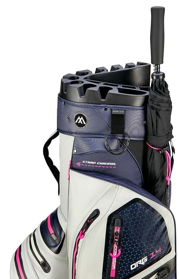Big Max AQUA Silencio 4 Organizer cart bag, steel blue/off white/fuchsia