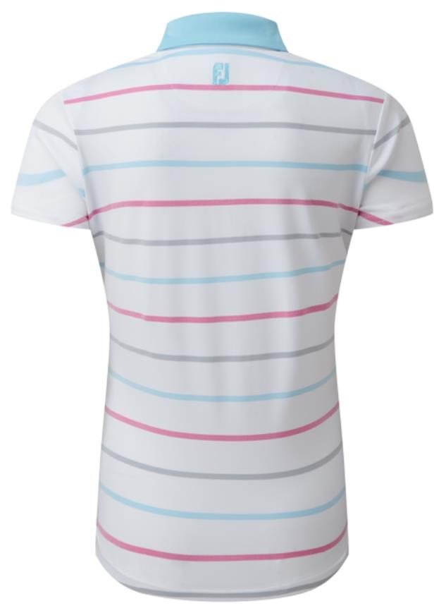 FootJoy Birdseye Stripe Smooth Jacquard dámske polo, bielo/modré