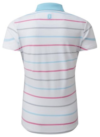 FootJoy Birdseye Stripe Smooth Jacquard dámske polo, bielo/modré