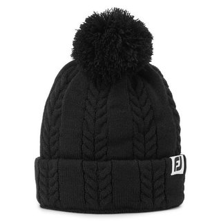 FootJoy Women's Cable Knit Bobble dámska zimná čiapka, čierna