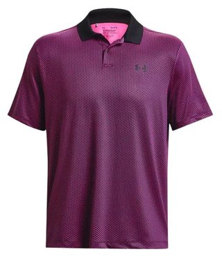 Under Armour Performance 3.0 Printed pánske polo, čierno/ružové