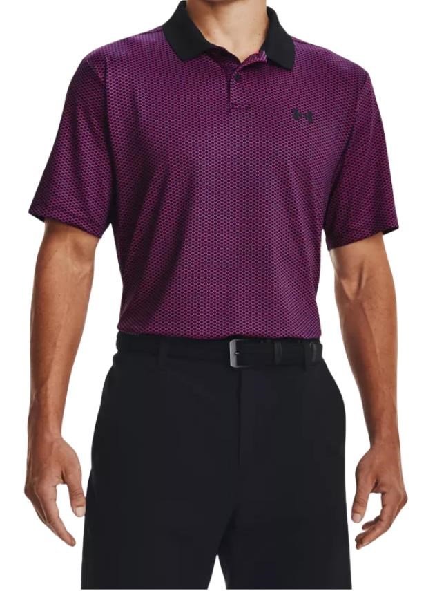 Under Armour Performance 3.0 Printed pánske polo, čierno/ružové