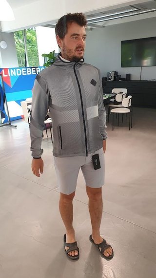J.Lindeberg Jacquard pánska mikina, navy