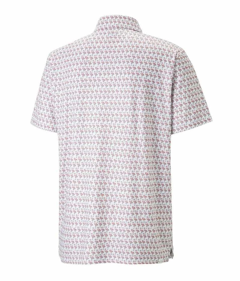 Puma Mattr Flamingo pánske polo, bright white/flamingo pink