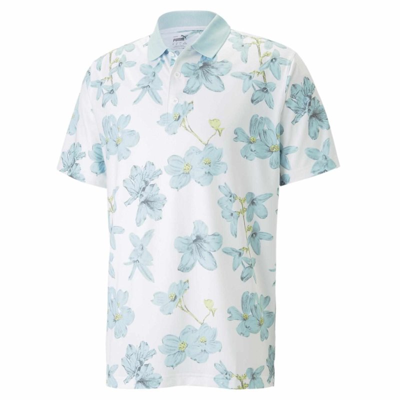 Puma Mattr Verdant pánske polo, bright white/tropical aqua