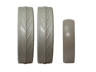 JuCad tires - 2 zadné kolesá, 1 predné koleso, sivé