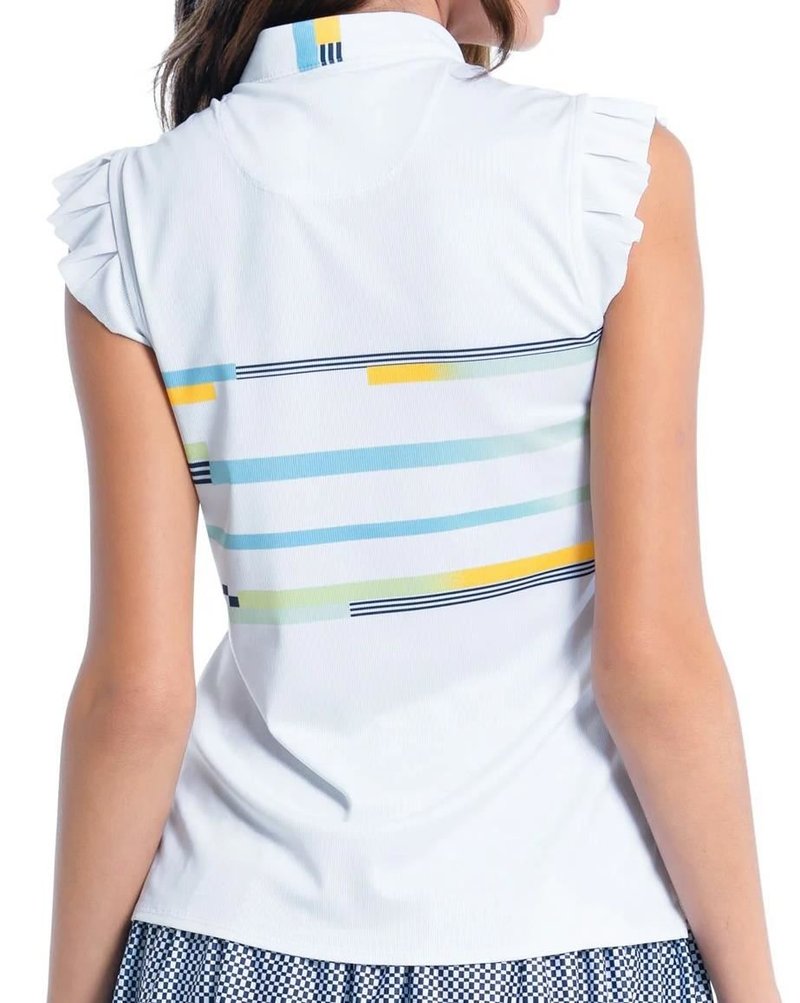 Lucky in Love Finish Line Sleeveless dámske polo, biele