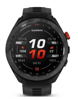 Garmin Approach S70 47mm GPS hodinky, čierny keramický rámik/čierny silikónový remienok