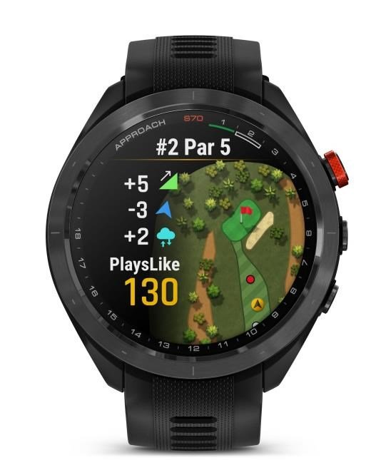 Garmin Approach S70 47mm GPS hodinky, čierny keramický rámik/čierny silikónový remienok