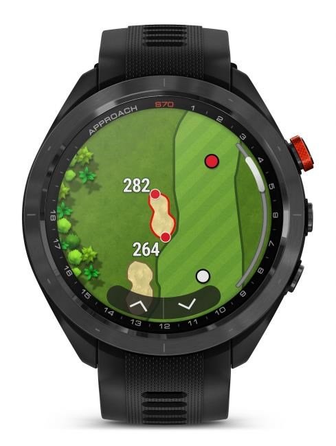 Garmin Approach S70 47mm GPS hodinky, čierny keramický rámik/čierny silikónový remienok