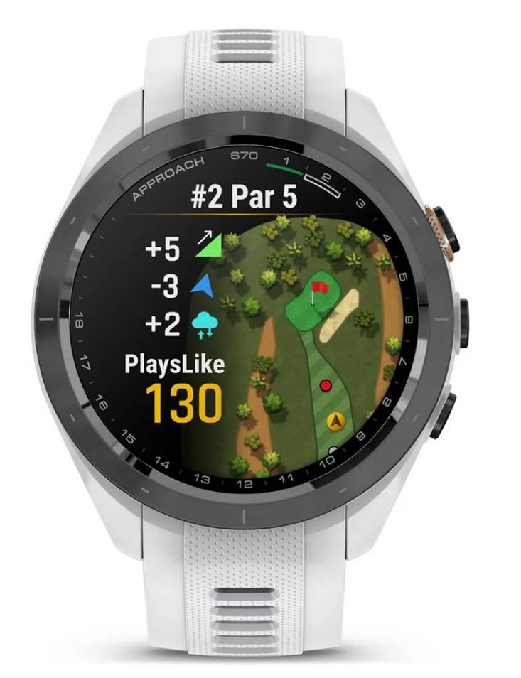 Garmin Approach S70 42mm GPS hodinky, čierny keramický rámik/biely silikónový remienok