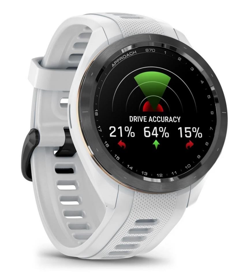 Garmin Approach S70 42mm GPS hodinky, čierny keramický rámik/biely silikónový remienok
